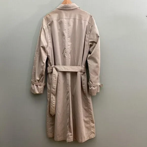 Christian Dior Monsieur Trench Coat Raincoat Mens 42L Beige Classic 80s Vintage